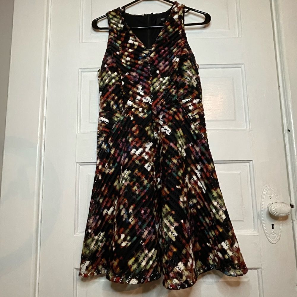 Massimo Colorful Chevron Skater Dress w/ Exposed Zipper - Picture 4 of 14